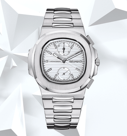 Seiko Mod Nautilus White Chrono