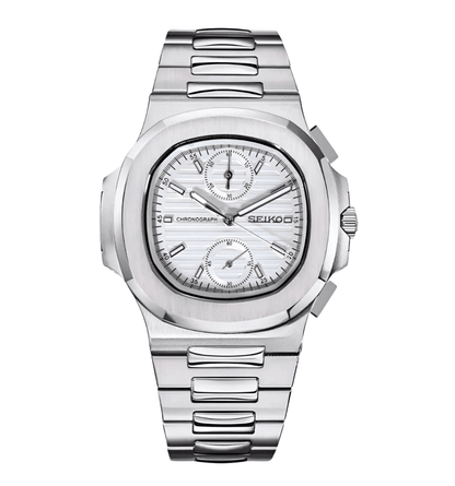 Seiko Mod Nautilus White Chrono
