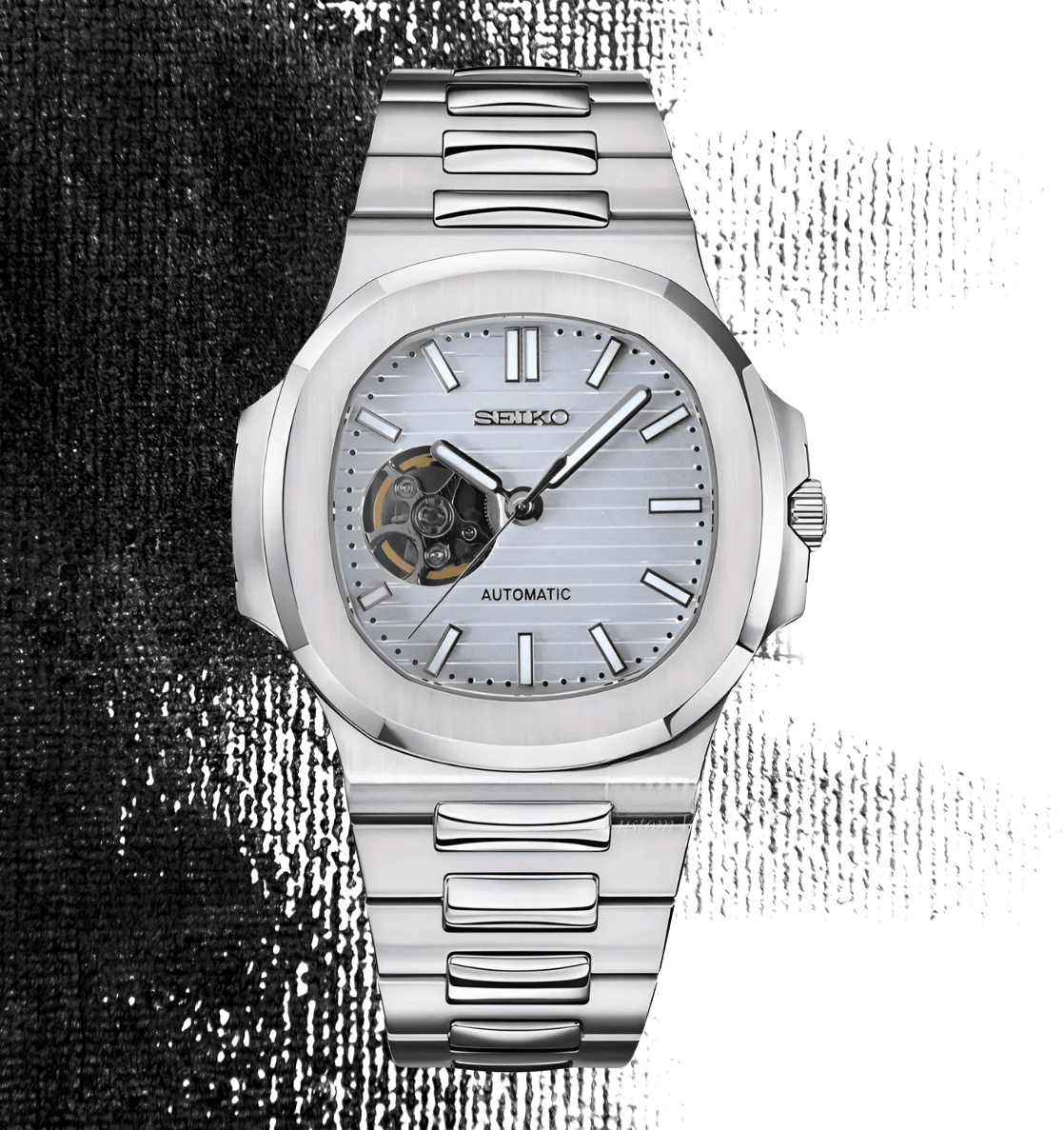 Seiko Mod Nautilus White Open Heart