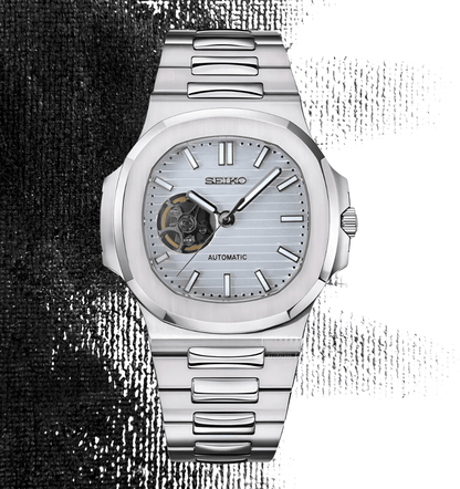 Seiko Mod Nautilus White Open Heart
