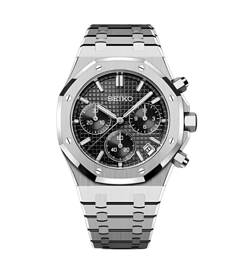 Seiko Mod Royal Oak Chrono Black