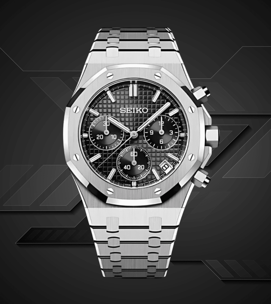 Seiko Mod Royal Oak Chrono Black