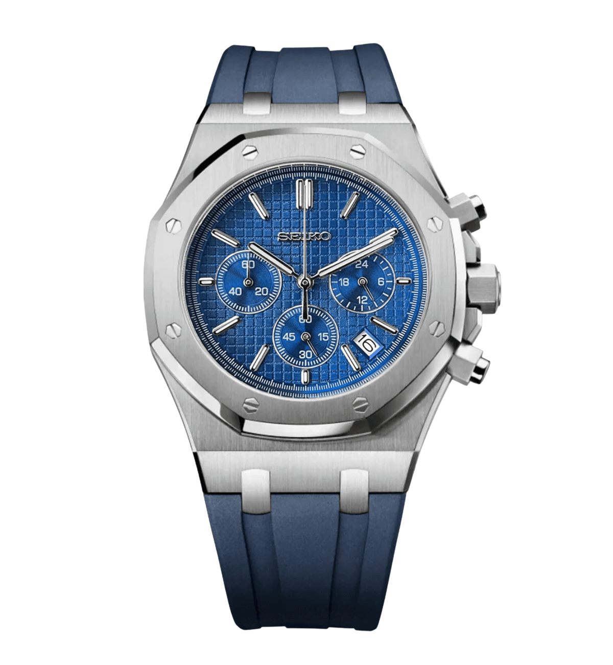 Seiko Mod Royal Oak Chrono Blue