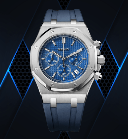 Seiko Mod Royal Oak Chrono Blue