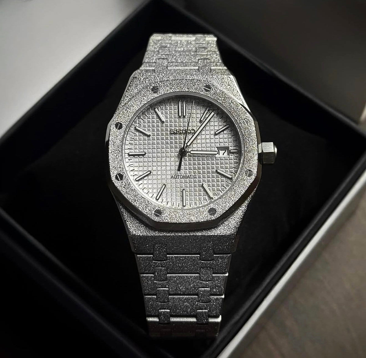 Seiko Mod Royal Oak Iced Out White