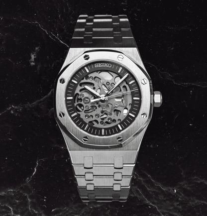 Seiko Mod Royal Oak Skeleton Silver