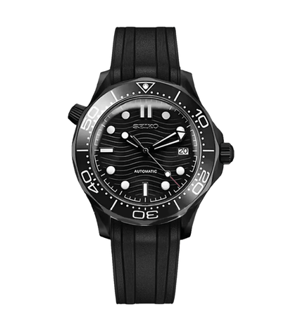 Seiko Mod Seamaster Black Silicone