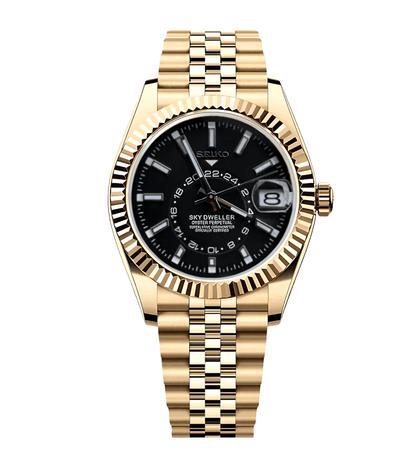Seiko Mod Sky-Dweller Gold Black