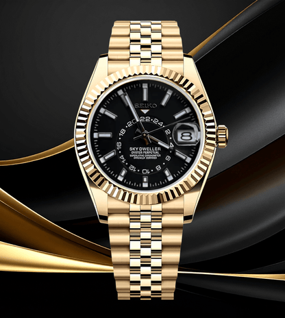 Seiko Mod Sky-Dweller Gold Black