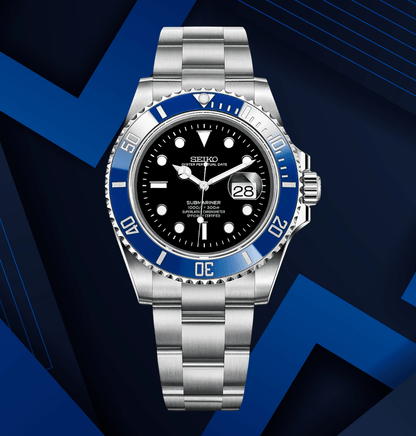 Seiko Mod Submariner Black Blue