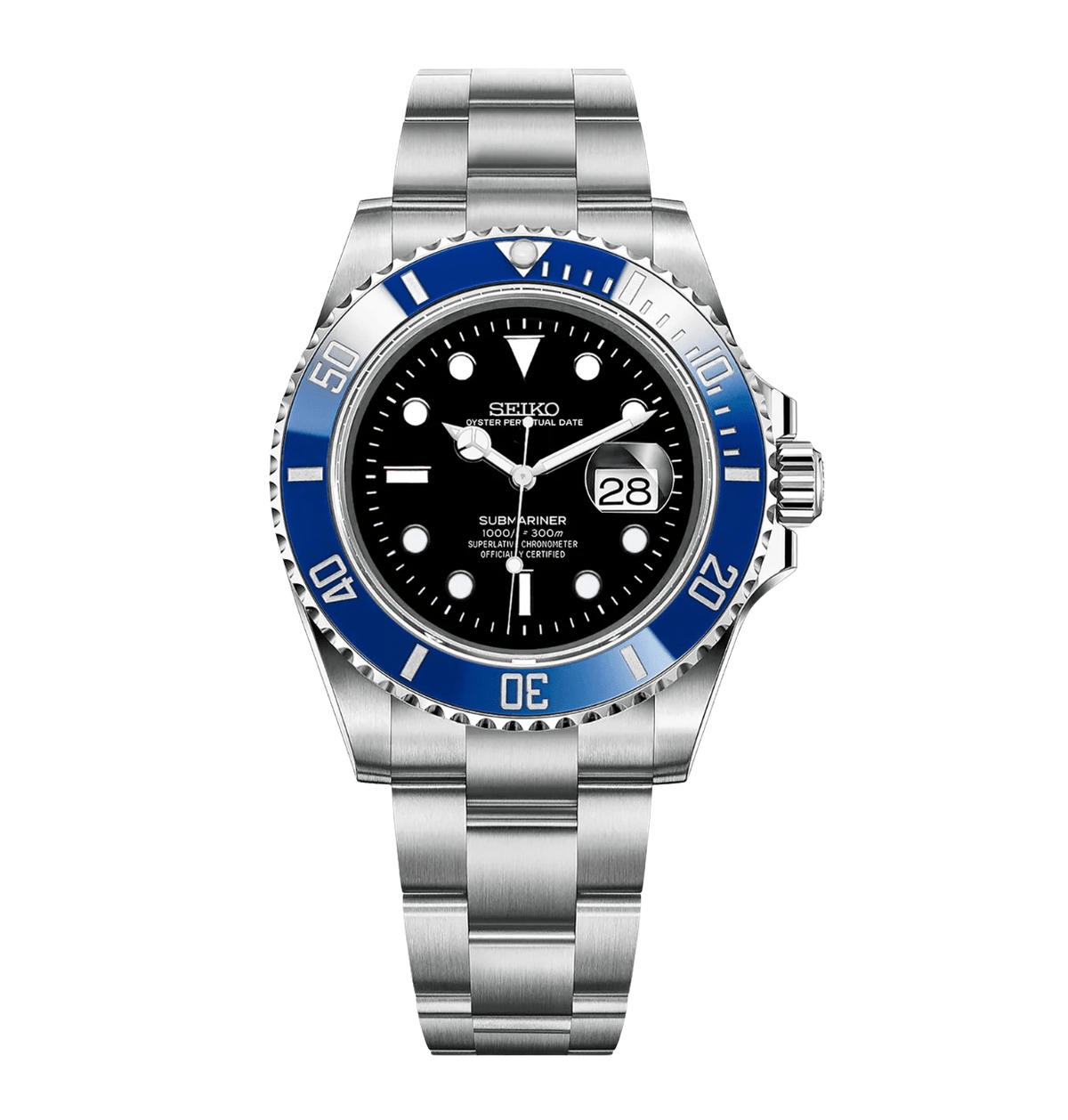 Seiko Mod Submariner Black Blue