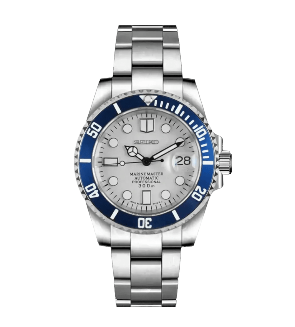 Seiko Mod Submariner White Blue